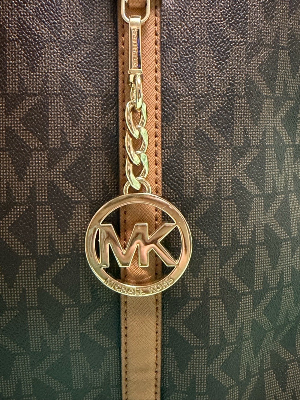 Michael Kors Brown & Tan MK Logo Tote - Picture 2 of 10